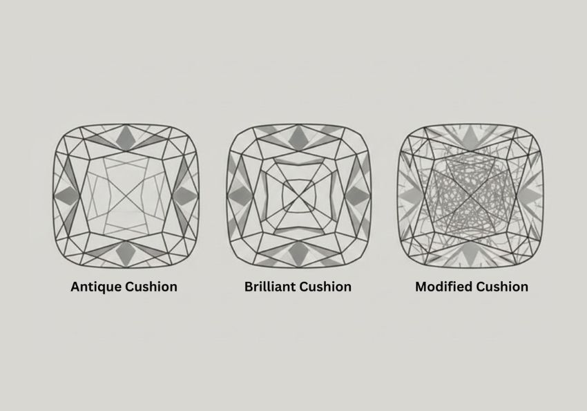 Antique Cushion vs Brilliant Cushion vs Modified Cushion