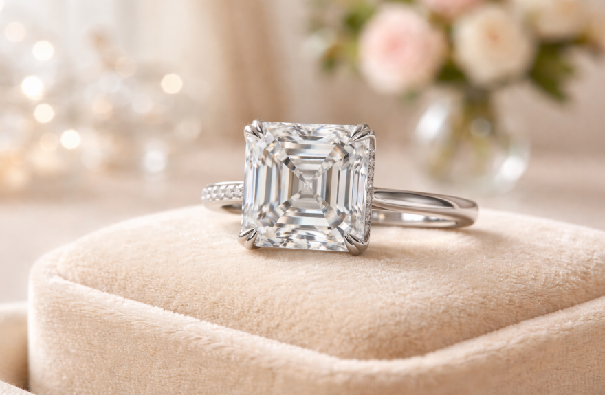 Asscher Cut Diamonds: Step-Cut Beauty, Clarity, & Ideal Ratios