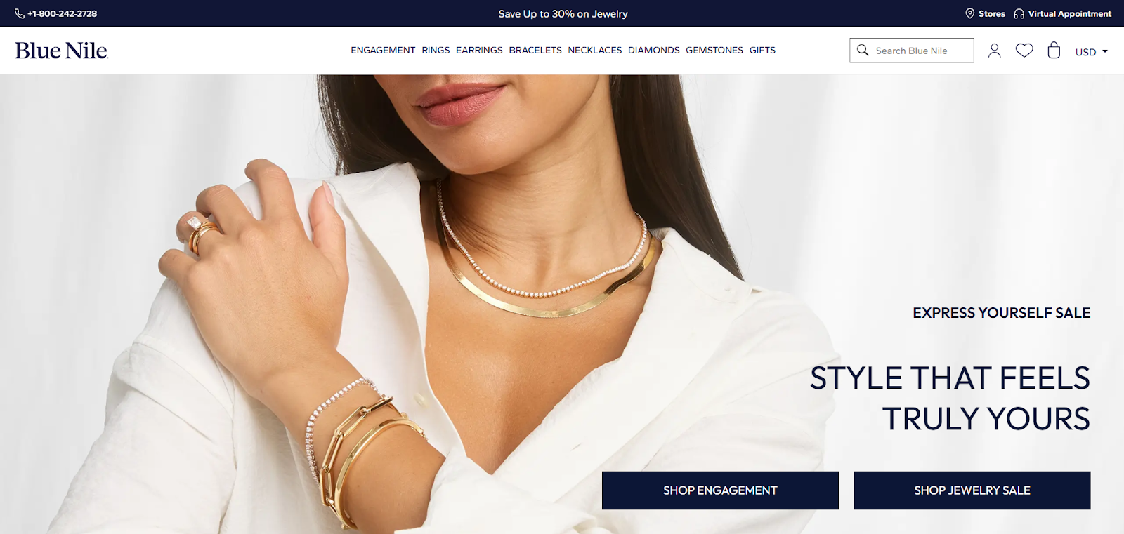 Blue Nile homepage