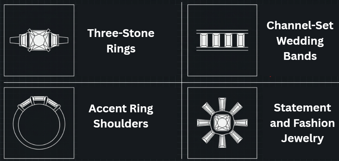 Four best jewelry applications for baguette side stones