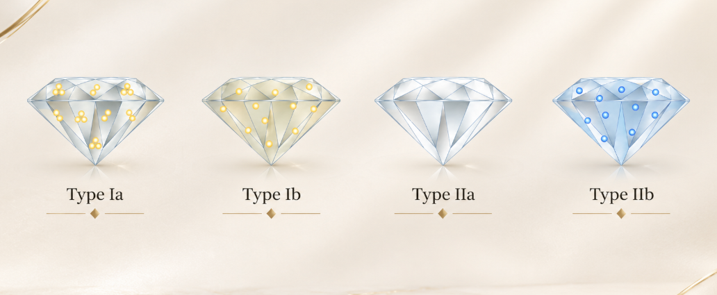 Type Ia, Ib, IIa, IIb diamond types