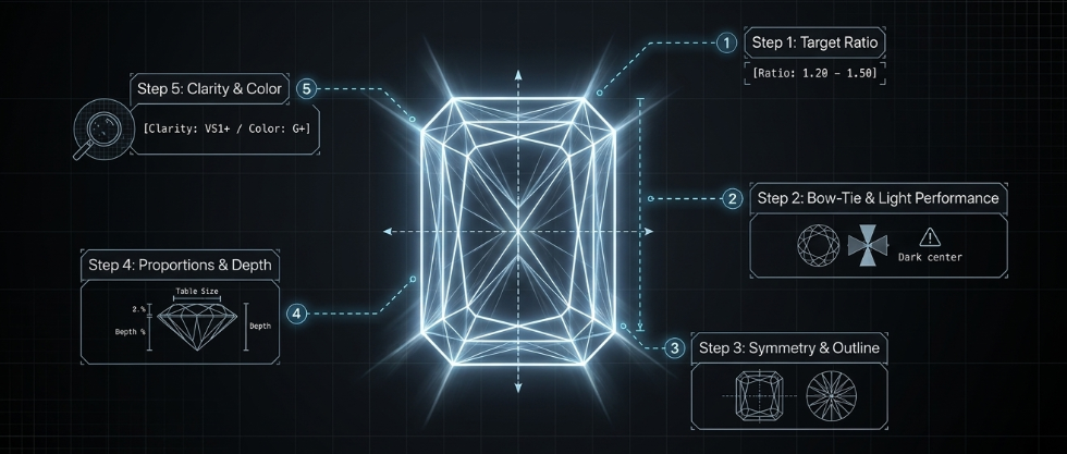 elongated radiant diamond evaluation criteria