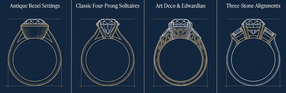 Four best settings for old European cut diamond rings